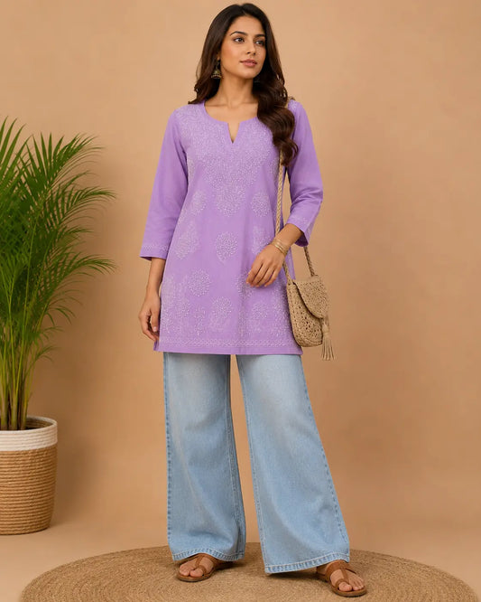 Lavender Grace Chikankari Kurti