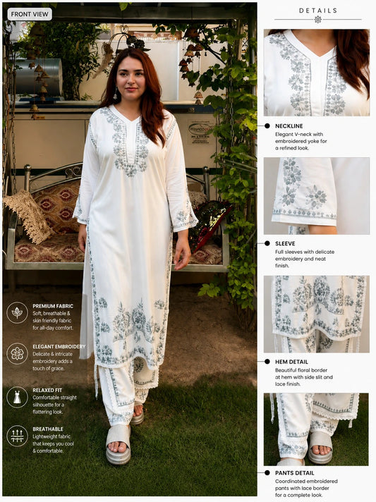 Nooré Ivory Double Layered Palazzo Set