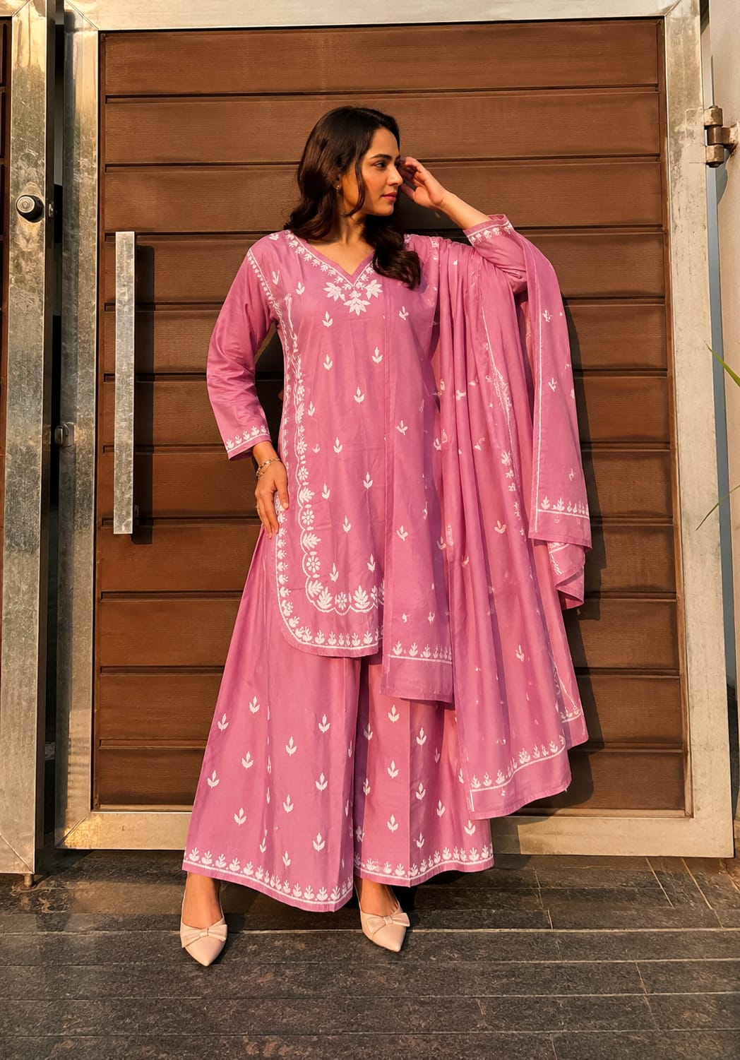 🌸 Gulabi Noor Chikankari 3-Piece Set 🌸