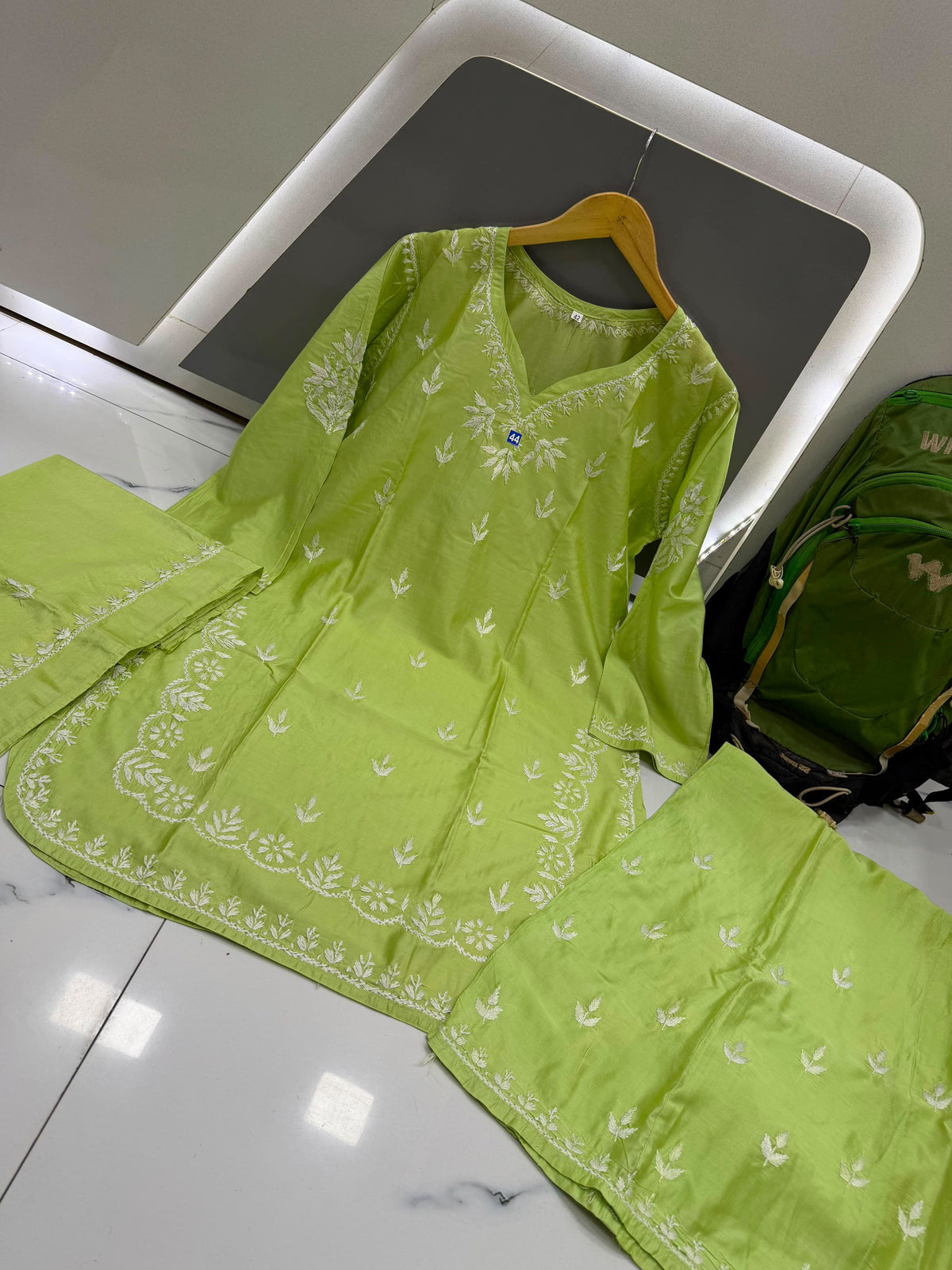 🌿 Pista Noor Chikankari 3-Piece Set 🌿