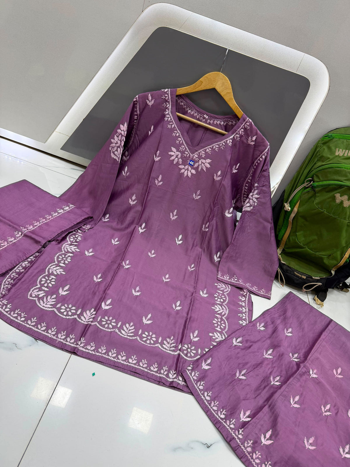 💜 Royal Plum Noor Chikankari 3-Piece Set 💜