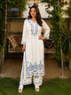Royal Azure Floral Embroidered Palazzo Suit