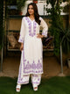 Lavender Royale Floral Embroidered Double Layered Palazzo Set for Women